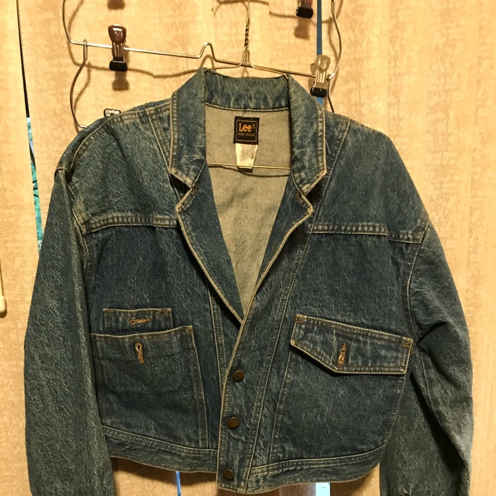 Denim jacket with painting on back-M